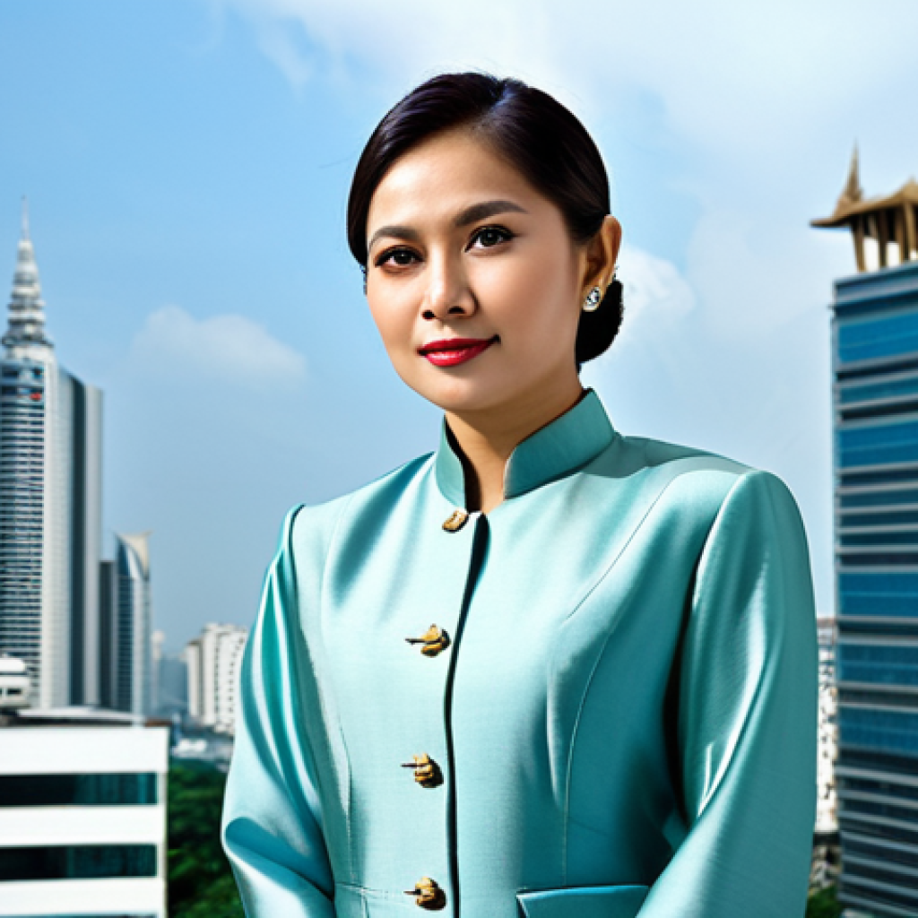 **
"A professional Thai businesswoman in a modest, elegant Thai silk dress (Suea Phra Ratchathan), standing confidently in front of a modern skyscraper in Bangkok's Sathorn district, fully clothed, appropriate attire, safe for work, perfect anatomy, natural proportions, professional photography, high quality, family-friendly."
**