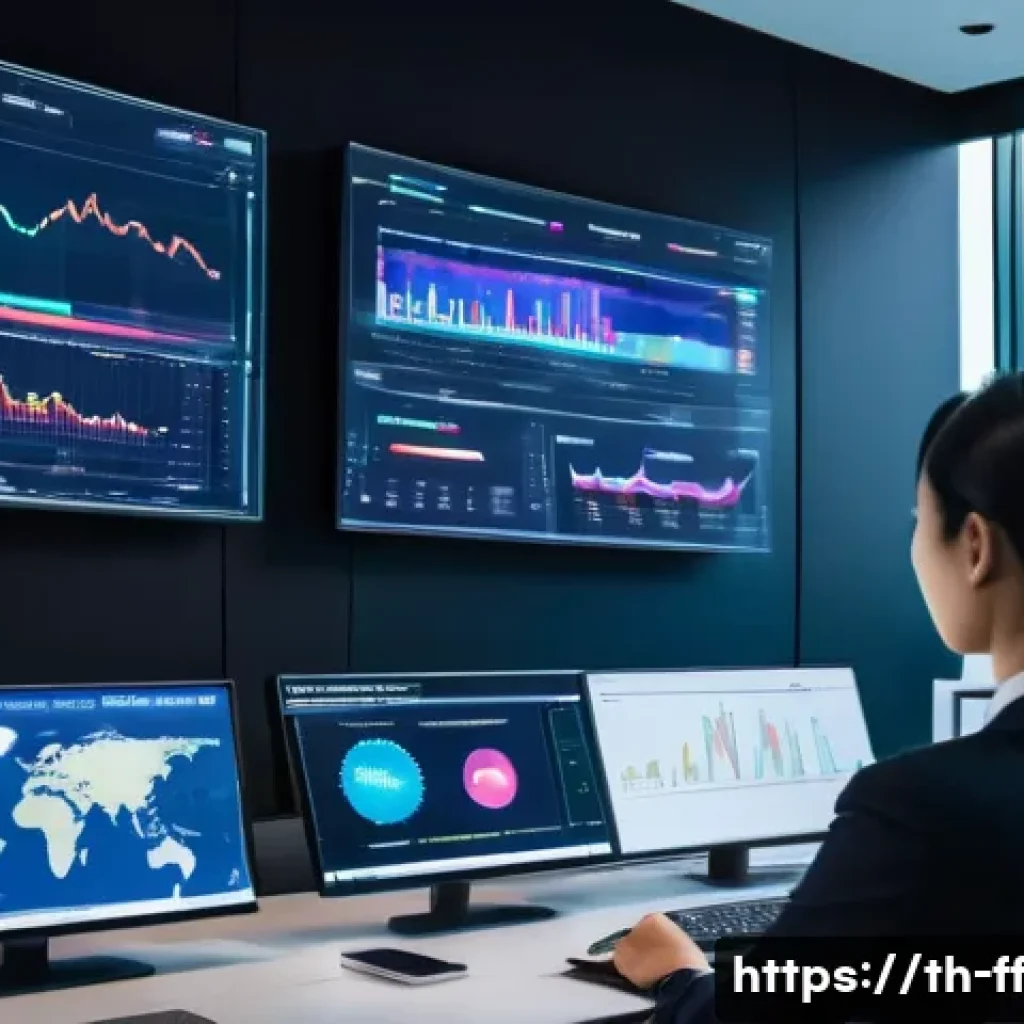 하이퍼 퍼스널라이제이션과 광고 타겟팅 - A modern digital marketing control room with large screens displaying real-time consumer behavior an...