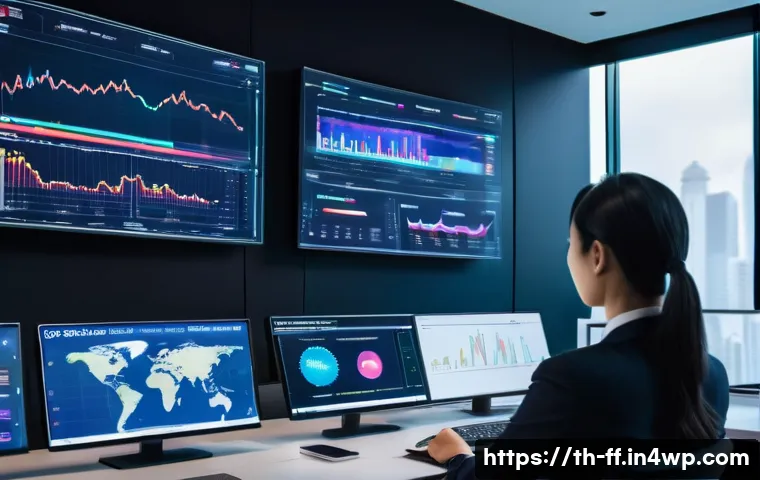 하이퍼 퍼스널라이제이션과 광고 타겟팅 - A modern digital marketing control room with large screens displaying real-time consumer behavior an...