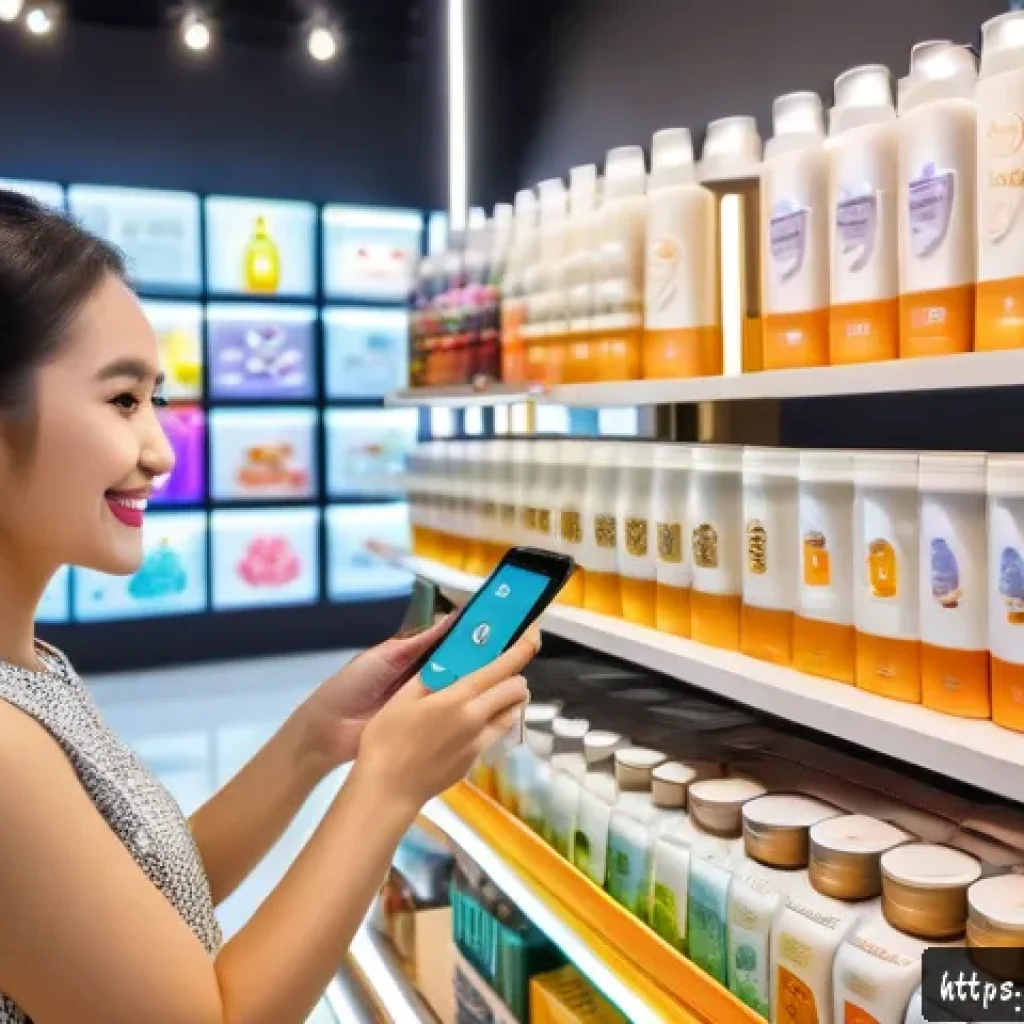 하이퍼 퍼스널라이제이션의 시장 동향 - A modern Thai retail store interior showcasing a hyper-personalized shopping experience: vibrant dig...