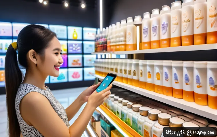 하이퍼 퍼스널라이제이션의 시장 동향 - A modern Thai retail store interior showcasing a hyper-personalized shopping experience: vibrant dig...