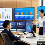Home 21 하이퍼 퍼스널라이제이션을 위한 커뮤니케이션 전략 - A modern Thai business office scene showing a diverse group of professionals analyzing customer data...