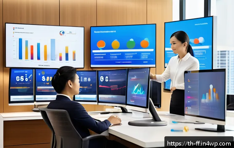 하이퍼 퍼스널라이제이션을 위한 커뮤니케이션 전략 - A modern Thai business office scene showing a diverse group of professionals analyzing customer data...