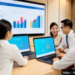 Home 23 하이퍼 퍼스널라이제이션 성공을 위한 KPI 설정 - A modern Thai office scene showing a diverse marketing team gathered around a large digital screen d...
